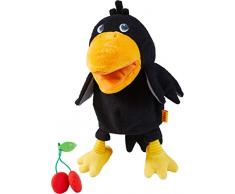 HABA 304203 - Handpuppe Rabe Theo, der freche Rabe aus dem HABA Spieleklassiker Obstgarten als kuschelige Handpuppe, Spielzeug ab 18 Monaten