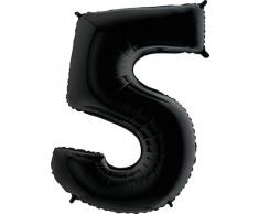 Trendario Folienballon Zahl 5 (Schwarz) - XXL Riesenzahl 100cm Ballon - Helium Luftballons für Geburtstag, Partydeko, Hochzeit (Zahl 0, Silber)