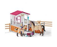 Schleich 42369 Pferdebox mit Arabern und Pferdepflegerin Spielzeug