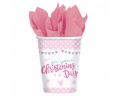 Amscan International 9901939 266 ml On Your christtening Day Pink Pappbecher
