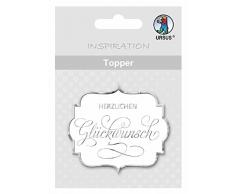 Ursus 56690004 - Topper Herzlichen Glückwunsch, 6,5 x 7,6 cm, 8 Stück, weiß/silber