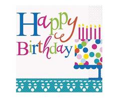 Unique Party Supplies Papier-Servietten, 16,5 cm, Konfetti Kuchen Geburtstag, 16 Stück