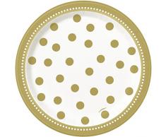 18 cm Golden Geburtstag Party Teller, 8 Stück