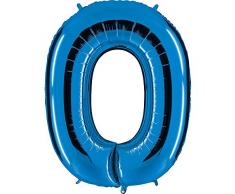 Ballon Zahl in Blau - XXL Riesenzahl 100cm - für Geburtstag Jubiläum & Co - Neun - Party Geschenk Dekoration Folienballon Luftballon Happy Birthday (Zahl 0)