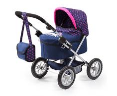 Bayer Design 13054AA Puppenwagen Trendy mit Tasche, höhenverstellbarer Griff, Einhorn, blau, rosa
