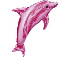Anagram 0746001 - Party und Dekoration - Folienballon Super Shape - pinker Delfin, circa 84 x 56 cm