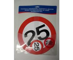 Folat Untersetzer Verkehrsschild Zahl 25 Geburtstag Deko Party