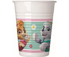 Procos 90276 Partybecher Paw Patrol-Skye & Everest aus Plastik, 8 Stück, rosa, grün