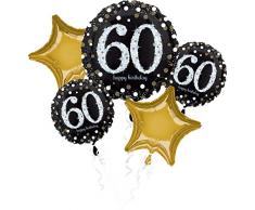 amscan 3214701 Folienballon Set Happy Birthday, 60, 0-999 Years