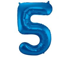 Folat 631457 - Folienballon Zahl 5 - blau - ca. 86 cm