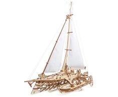 UGEARS 3D Puzzle Trimaran Merihobus Schiff Segelboot Holzpuzzle Modellbau Set Denkspiel - DIY Puzzle Lernspielzeug - Umweltfreundlicher Holz Modellbausatz - Für Erwachsene & Kinder