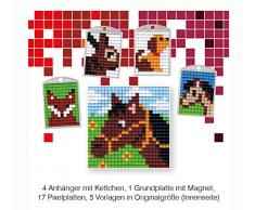 Pracht Creatives Hobby P90034-63501 - Pixel Spaß Bastelset 14, für 4 Medaillons, Schlüsselanhänger, für Kinder, Jungen und Mädchen, ideal als kleines Geschenk, Mitgebsel, für den Kindergeburtstag