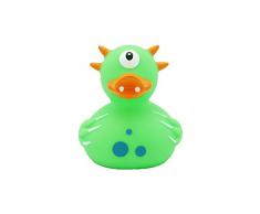 Lilalu 1948 8 x 8 cm/50 g Sammler und Baby Monster Gummiente Badespielzeug (grün), Mehrfarbig, 6.2 x 4.4 x 6 cm