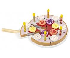 small foot 11509 Schneide-Geburtstagskuchen aus Holz, Kinderküchen-Zubehör mit Kerzen und Belegplättchen, ab 3 Jahren