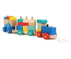 small foot 11128 Holzzug Steckspiel aus Holz, Ziehspielzeug mit Holzrädern Spielzeug, Mehrfarbig