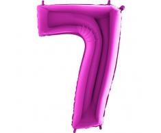 Trendario Folienballon Zahl 7 (Lila) - XXL Riesenzahl 100cm Ballon - Helium Luftballons für Geburtstag, Partydeko, Hochzeit (Zahl 0, Silber)