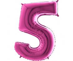 Trendario Folienballon Zahl 5 (Rosa) - XXL Riesenzahl 100cm Ballon - Helium Luftballons für Geburtstag, Partydeko, Hochzeit (Zahl 0, Silber)