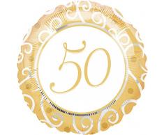 amscan 11058 01 Folienballon 50. Hochzeitstag, Gold, Ungefüllt