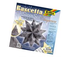 folia 215/2020 - Bastelset Bascetta Stern Elegance, Pearls anthrazit, 32 Blatt, 19,5 x 19,5 cm, fertige Größe des Papiersterns ca. 30 cm, mit ausführlicher Anleitung - ideal zur zeitlosen Dekoration