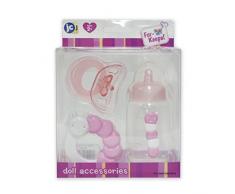 JC TOYS Biberon, Schnuller, Rassel pink, Mehrfarbig (81061)