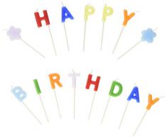 Susy Card 11142155 - Buchstabenkerzen, Happy Birthday, auf Picker farbig 15 Stück in Box