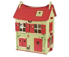 Janod J06585 - Puppenhaus Natur, 17 teile Zubehör, rot / grün (holz)
