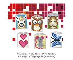 Pracht Creatives Hobby P90065-63501 Pixel Spaß Bastelset 27, für 6 Medaillons, Schlüsselanhänger, für Kinder, Jungen und Mädchen, ideal als kleines Geschenk, Mitgebsel, für den Kindergeburtstag, bunt