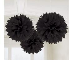 Amscan 18055-10-55 Fluffy Dekobälle, Papier, Schwarz