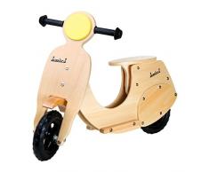 Laufrad Motorroller aus Holz, mit Gummireifen und höhenverstellbarem Sattel, wunderschönes 50er Jahre Design, schult das Gleichgewicht, ein Stadt- und Land-Flitzer für Kinder ab 3 Jahren