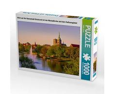 CALVENDO Puzzle Blick auf die Hansestadt Stralsund mit der Nikolaikirche und dem Rathausgiebel 1000 Teile Lege-Größe 64 x 48 cm Foto-Puzzle Bild von Stefan Dinse