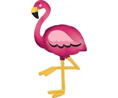 Amscan 3907701 Folienballon AirWalker Flamingo, Pink, Rosa, Schwarz, Gelb