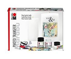 Marabu 1141000000002 - Photo Transfer Candle Set, zum Übertragen von Papierausdrucken auf Kerzen, 50 ml Medium, 50 ml Candle Lack, Pinsel, Rakel und 25 ml Candle Liner silber