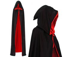 papapanda Vampir Kapuzenumhang Schwarz Rot für Erwachsene Halloween Dracula Cosplay 170cm Umhang