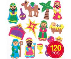 Baker Ross Krippe Moosgummi Aufkleber (120 Stück) Weihnachten Kunst und Basteln für Kinder