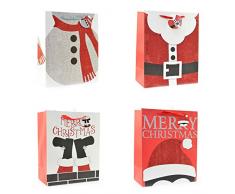 Gifts 4 All Occasions Limited SHATCHI-596 Geschenktüten aus Papier, Weihnachten, mit Glitzer, wiederverwertbar, mehrfarbig
