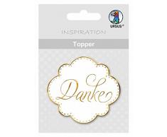 Ursus 56700011 - Topper Danke, 6,5 x 7,6 cm, 8 Stück, weiß/gold