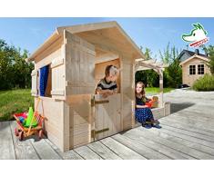 Tabaluga Spielplatz, natur, 21 mm, bestehend aus Drachenhöhle, Sandkasten, Pergola und Schatztruhe mit Deckel