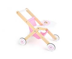 Small Foot 10741 Puppenbuggy Mädchentraum aus Holz mit gummierten Reifen, mit Ablagebrett, Puppenzubehör für Kinder ab 3