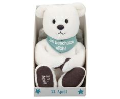 Depesche 8139.112 - Schutzengel Bär aus Plüsch, ca. 9 cm, mit Datum 21. April, Geschenk für Geburtstag, Jahrestag oder Hochzeitstag