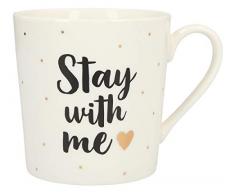Depesche 5909.020 Tasse mit Henkel, aus Porzellan, 300 ml, mit Aufschrift, Stay with Me, Mehrfarbig