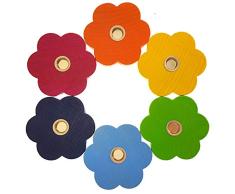 Hess Holzspielzeug 15649 - Geburtstagsblume aus Holz, 6er Set in knalligen Farben, für 6 Kerzen