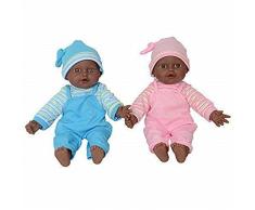 The New York Doll Collection Zwillinge Puppen - weichKörper spielen Baby Afroamerikaner 12 Zoll / 30 cm - aus Vinyl seit 2 Jahren und auf (Bonus Schnuller inklusive)