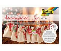 folia 63121 - Adventskalender Set mit Säckchen in Jute-Optik, Schnur 2 m lang, 24 Beutel je 10 x 13 cm groß und 24 Zahlenanhängern, für kleine Überraschungen im Advent