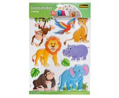 Idena 31260 - Dekosticker Wildtiere, 9-teilig