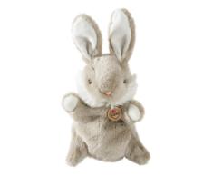 Bauer Spielwaren Theatrello Handpuppe Hase: Kuschelweiche Stoff-Puppe aus softem Plüsch, helles Grau-Beige, für Puppentheater und Lernspiele (11802)