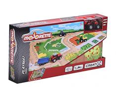 Majorette 212056410 - Creatix Playmat, rutschfeste Spielmatte inkl. einem Auto, 96 x 51,2 cm, SOS, Landwirtschaftm, Konstruktion/Flugplatz