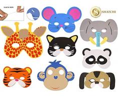 SHATCHI 12 Kinder-Partytüten, Schaumstoff, Eva-Tier-Masken für Maskerade, Weihnachten, Halloween, Geburtstagspartys, Kostümzubehör, Sortiert