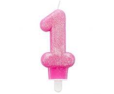 Amscan 9900761 7,6 cm Glitzer Zahl 1 Geburtstag Kerze