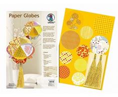 Ursus 23010099 - Paper Globes Bastelset, 120 Papierkreise, 2 Troddeln mit Kordel, citrine