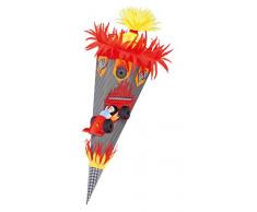 folia 92206 - Schultüten Bastelset Rennauto, inklusive Schultütenrohling aus 3D Wellpappe ca. 68 cm, Motivbögen und Bastelzubehör